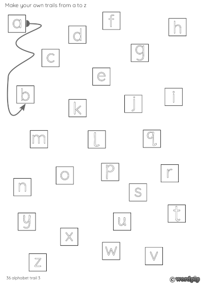 thumbnail image of the alphabet trail 3 worksheet 
