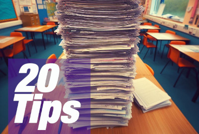 a stack of papers on a desk