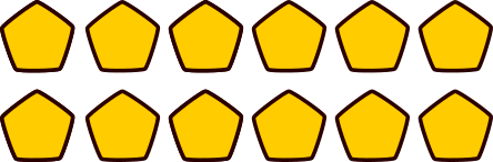 a 2 x 6 array of pentagons