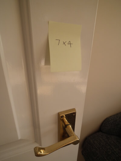 a times table post-it on a door