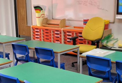 an empty classroom ready for children