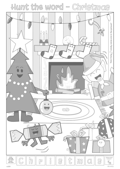 hunt the word christmas worksheet grayscale thumbnail image