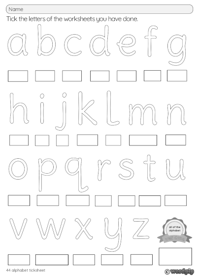 Alphabet Ticksheet