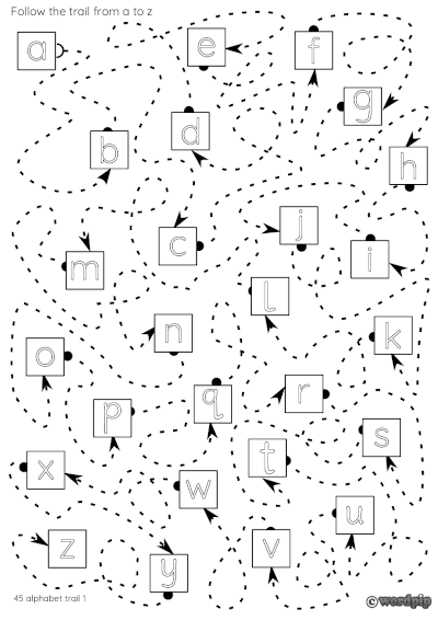 thumbnail image of the alphabet trail 1 worksheet 