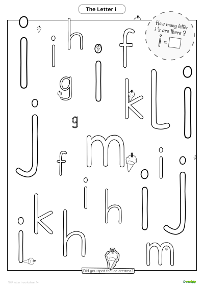 thumbnail image of letter i worksheet 14