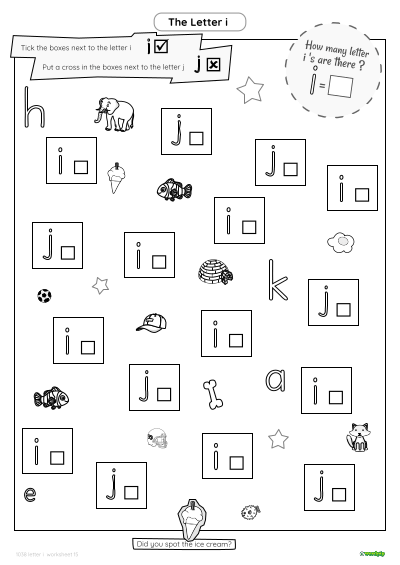 thumbnail image of letter i worksheet 15