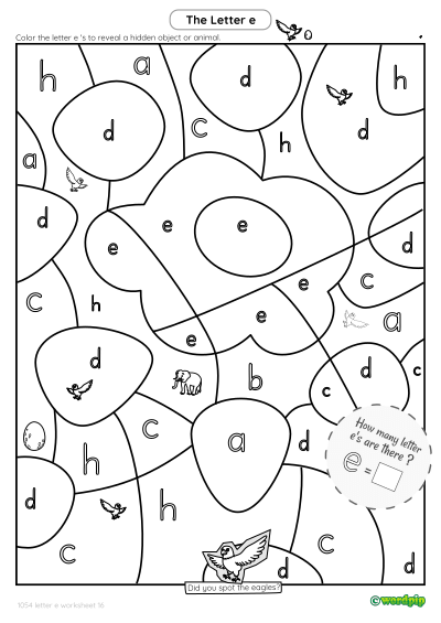 thumbnail image of letter e worksheet 16