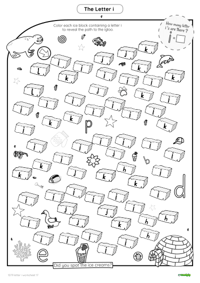 thumbnail image of letter i worksheet 17