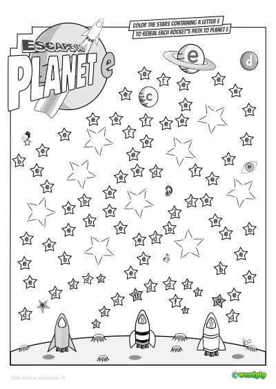 thumbnail image of letter e worksheet 18