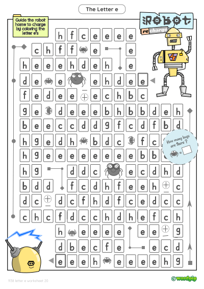 thumbnail image of letter e worksheet 20