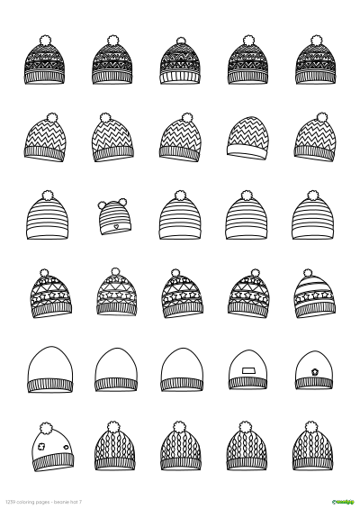 thumbnail image of a beanie hat coloring page 