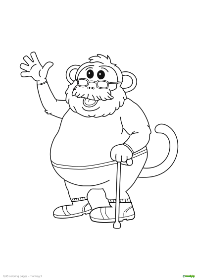 thumbnail image of a third monkey coloring page