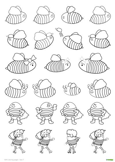 thumbnail image of a bee coloring page 