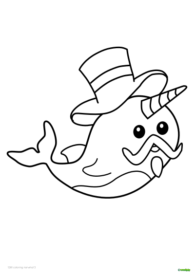 thumbnail image of narwhal coloring page