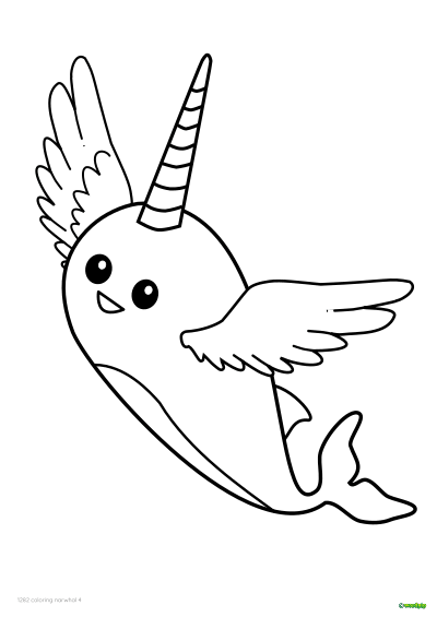thumbnail image of narwhal coloring page