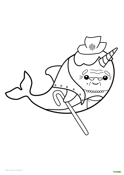 thumbnail image of narwhal coloring page