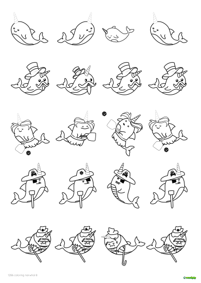 thumbnail image of narwhal coloring page