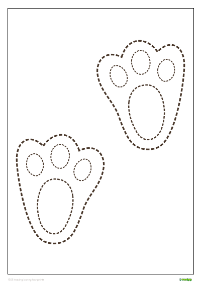 Tracing bunny footprints. Exercises for children to trace.