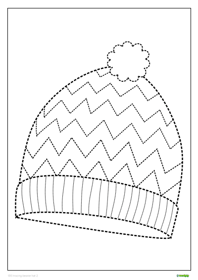 Tracing beanie hat 2. Exercises for children to trace.
