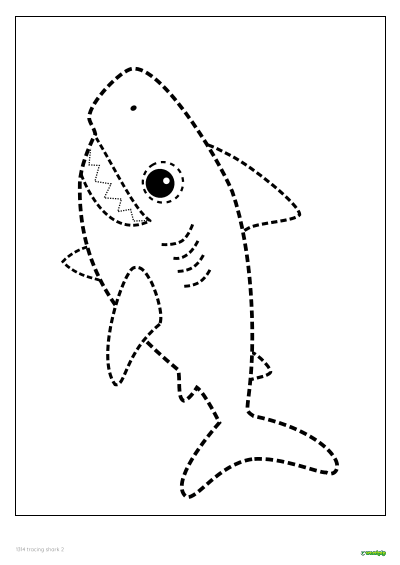 Tracing sharks. A shark exercise for children to trace.