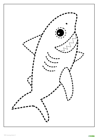 Tracing sharks. A shark exercise for children to trace.