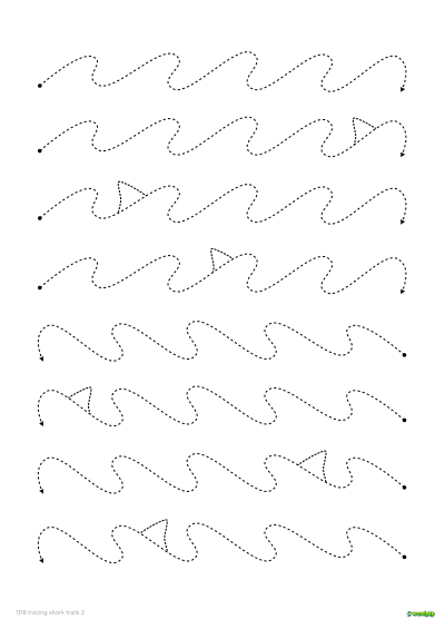 Tracing sharks. A shark exercise for children to trace.