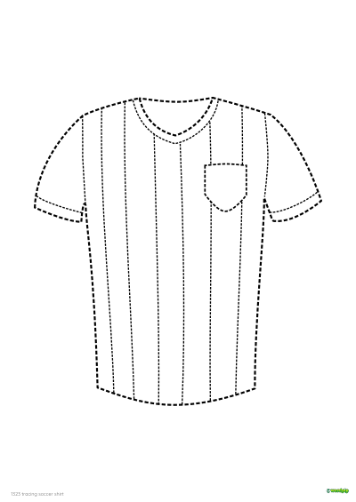 Tracing the soccer shirt worksheet graphic thumbnail which is of a black and white dotted soccer shirt
