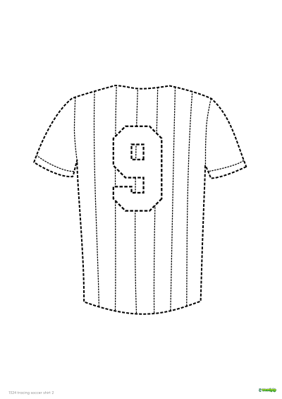 Tracing the soccer shirt worksheet graphic thumbnail which is of a black and white dotted soccer shirt