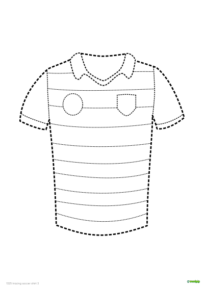 Tracing the soccer shirt worksheet graphic thumbnail which is of a black and white dotted soccer shirt