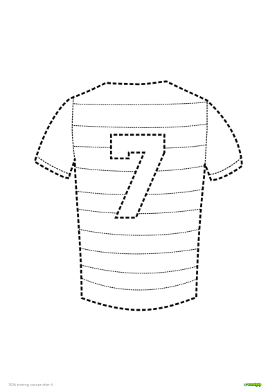 Tracing the soccer shirt worksheet graphic thumbnail which is of a black and white dotted soccer shirt