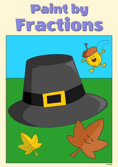 thumbnail of paint by fractions thanksgiving worksheet pilgrim hat