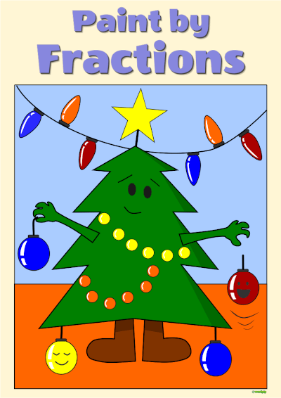 thumbnail of paint by fractions Christmas Tree worksheet