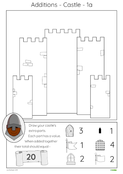 additions castle 1a worksheet