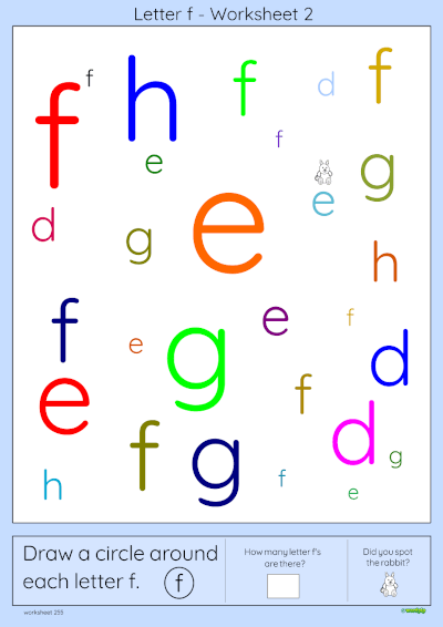 thumbnail of worksheet letter f second version in colour