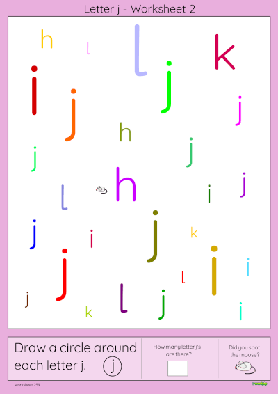 thumbnail of worksheet letter j second version in colour