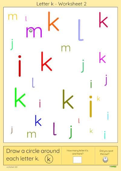 thumbnail image of letter k worksheet 2