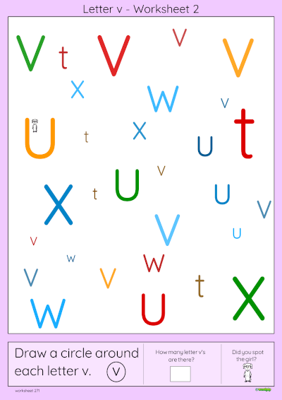 thumbnail of worksheet letter v second version in colour