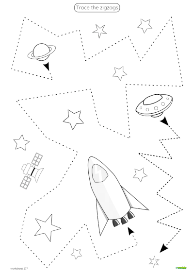 Zigzags in the stars. Exercises for children to trace.