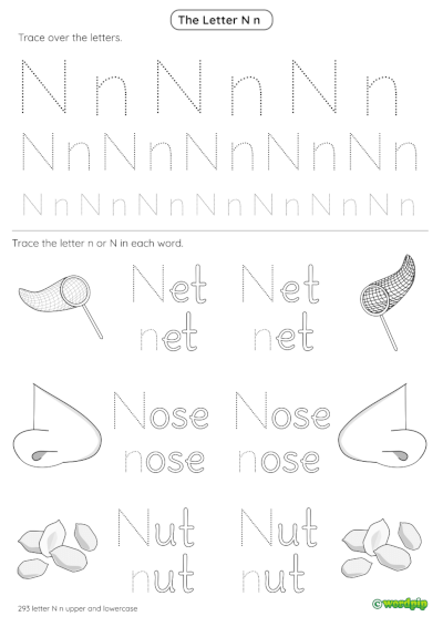 thumbnail image of letter n worksheet 3