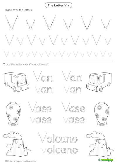 thumbnail image of letter v worksheet 3
