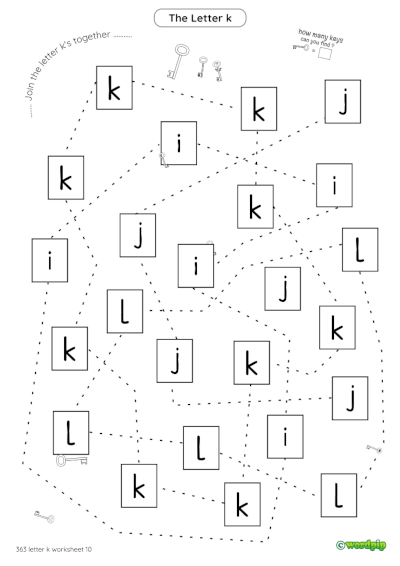 thumbnail image of letter k worksheet 10