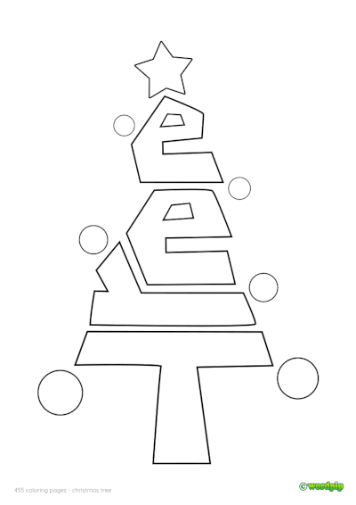 thumbnail image of a christmas tree made from the letters of the word tree 