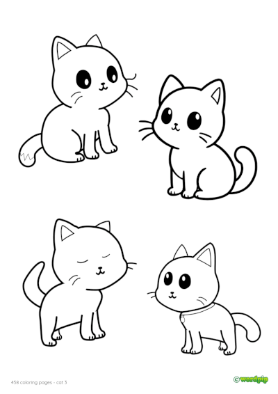 thumbnail of a four cat coloring page