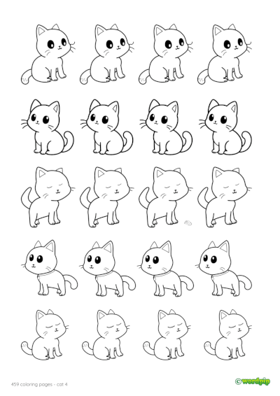 thumbnail image of five rows ofcats coloring page 