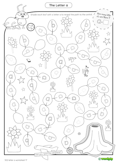 thumbnail image of letter a worksheet 17