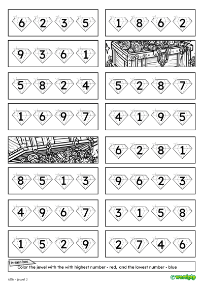 color by higher number jewel 3 worksheet