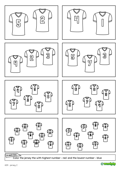 color by higher number football jersey worksheet
