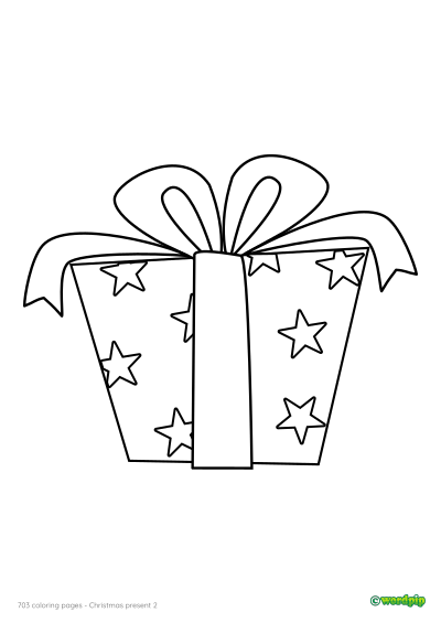 thumbnail image of a Christmas present coloring page