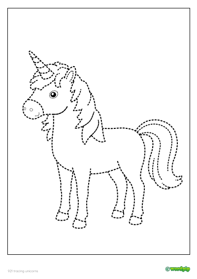 Tracing the unicorn. Exercises for children to trace.