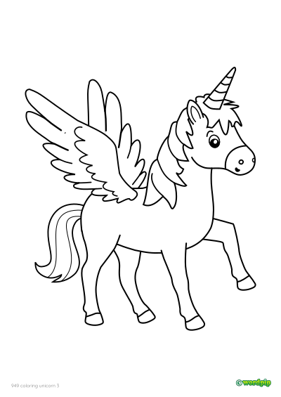 thumbnail image of a winged unicorn  coloring page